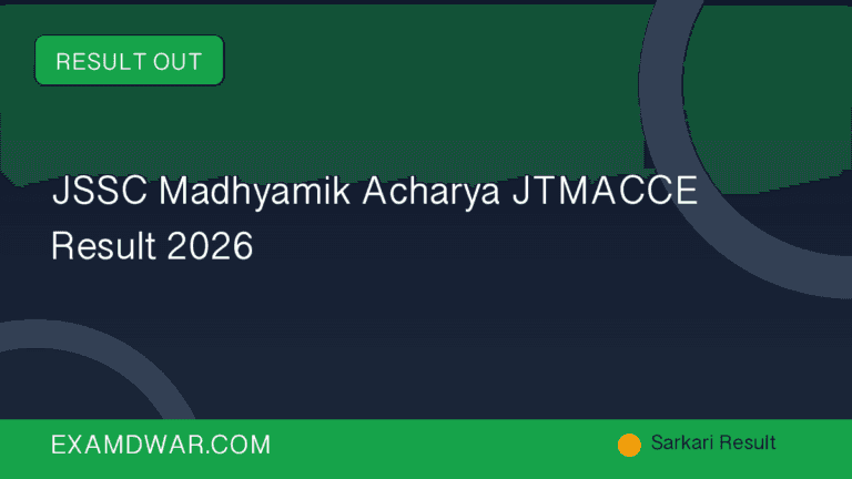 JSSC Madhyamik Acharya JTMACCE Result 2026