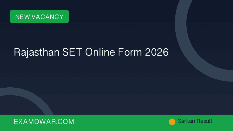 Rajasthan SET Online Form 2026