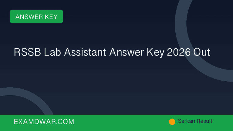 RSSB Lab Assistant Answer Key 2026 Out
