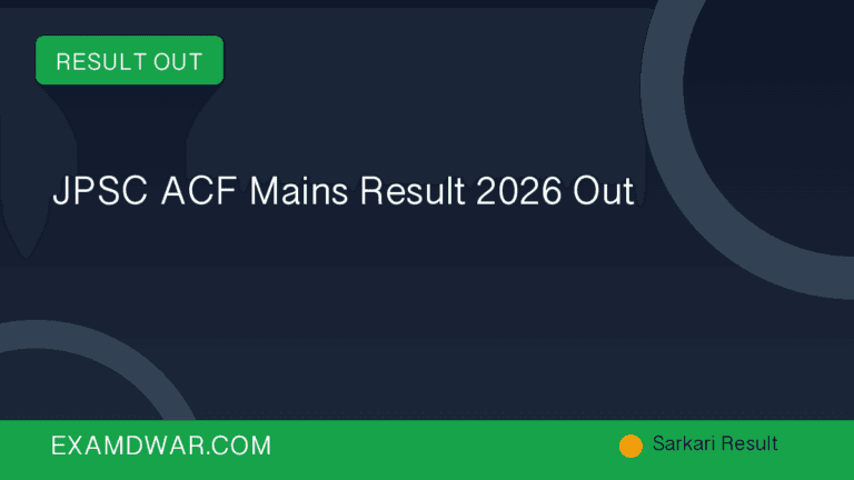 JPSC ACF Mains Result 2026 Out