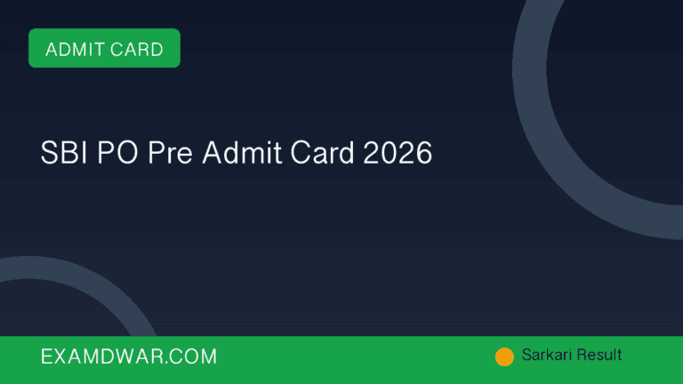 SBI PO Pre Admit Card 2026