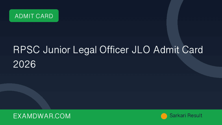 RPSC Junior Legal Officer JLO Admit Card 2026
