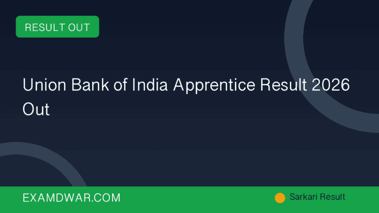 Union Bank of India Apprentice Result 2026 Out