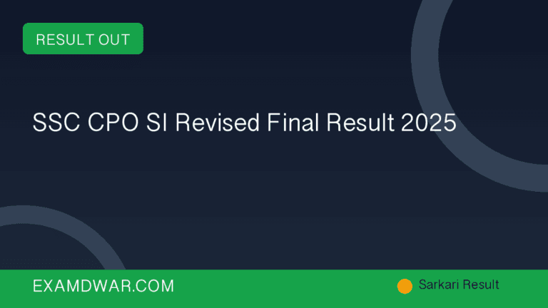 SSC CPO SI Revised Final Result 2025