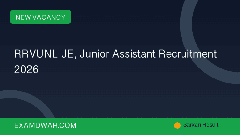 RRVUNL JE, Junior Assistant Recruitment 2026