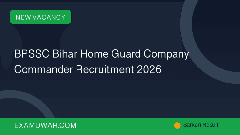 BPSSC Bihar Home Guard Company Commander Recruitment 2026