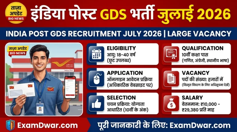 India Post GDS Recruitment 2026 – ग्रामीण डाक सेवक 25000+ पदों पर ऑनलाइन फॉर्म शुरू